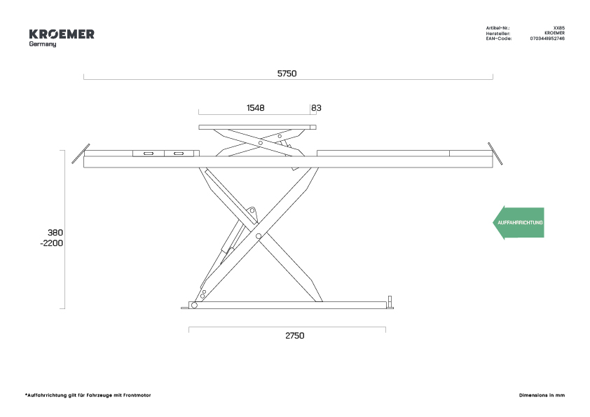 Hefplatform XX85, aanzicht 3