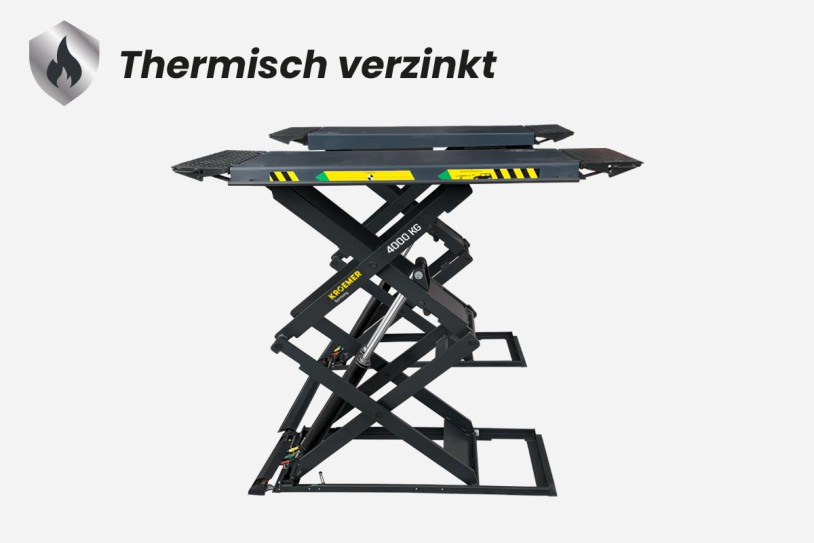 XX54 Dubbele schaarhefbrug, verzinkt – Aanzicht 1