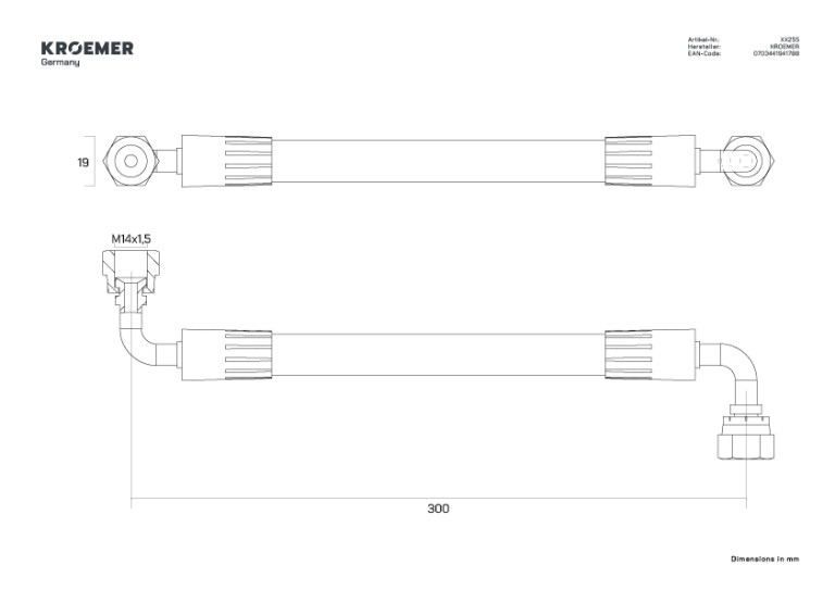 Hydrauliekslang XX255, aanzicht 1