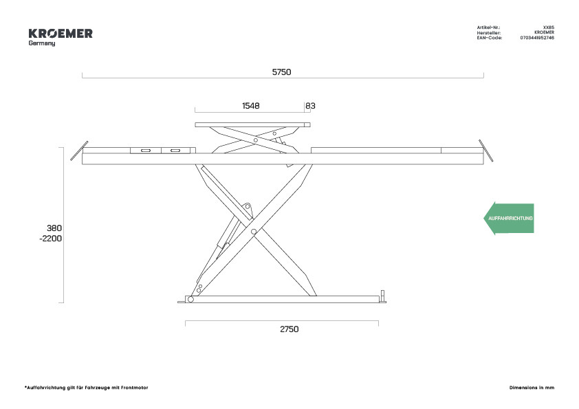 Hefplatform XX85, aanzicht 3