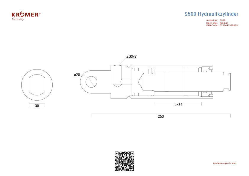 Hydraulische cilinder voor SX005 - S500